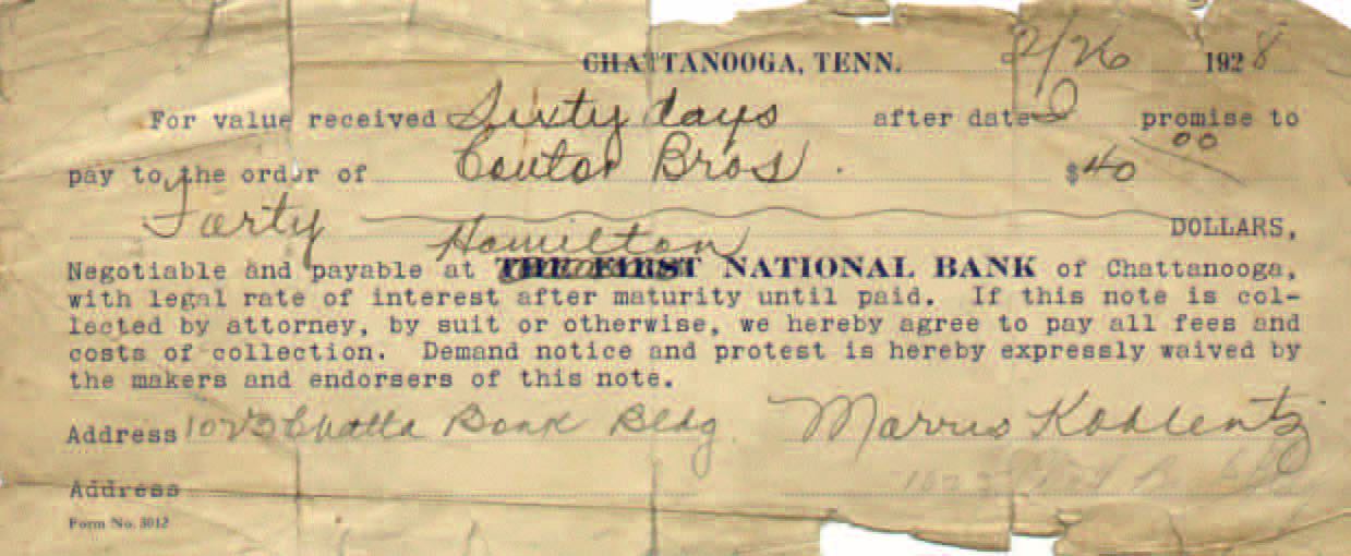 Hamilton NB X out 1st NB Loan 2-26-1928